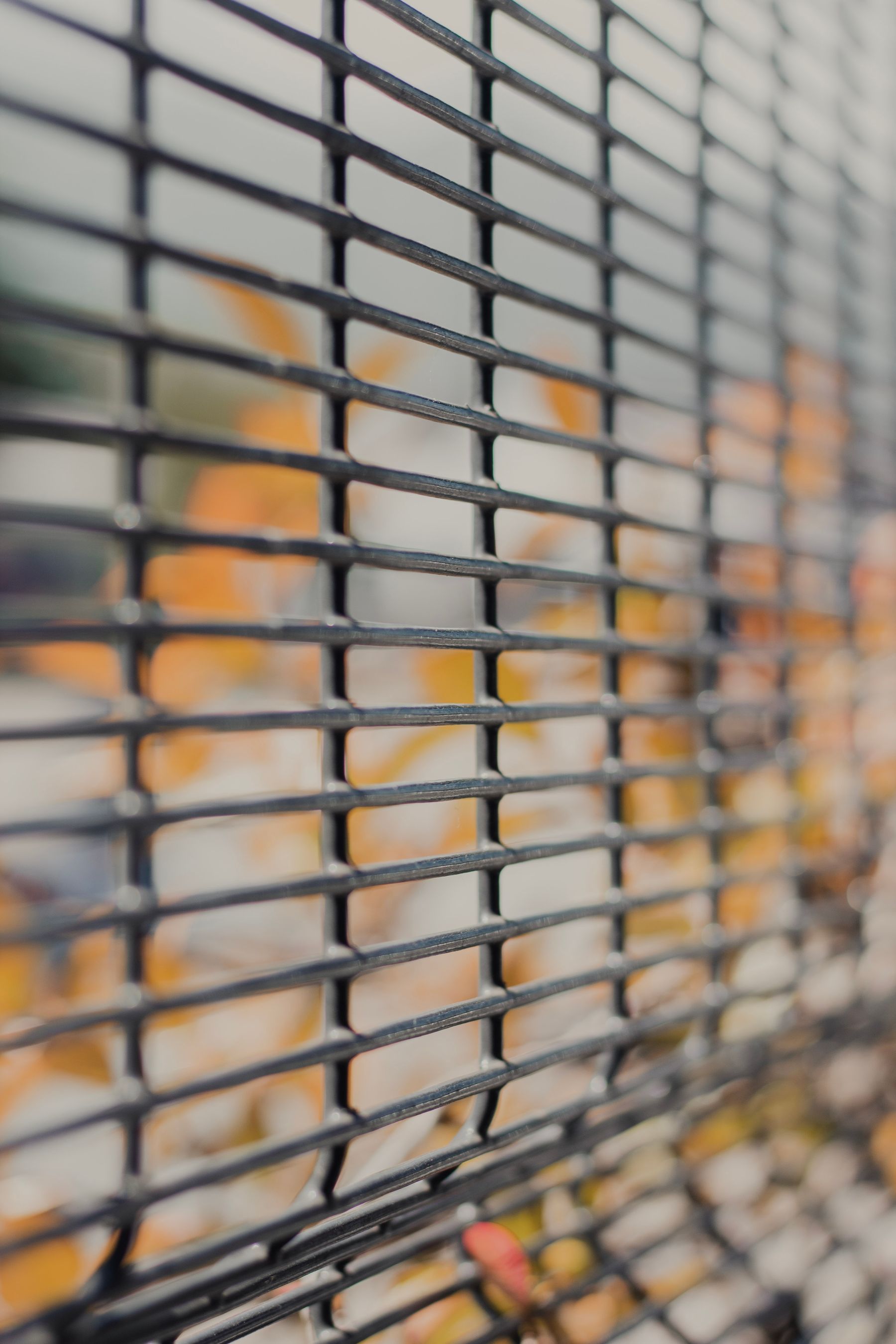 Black security mesh fencing in close view
